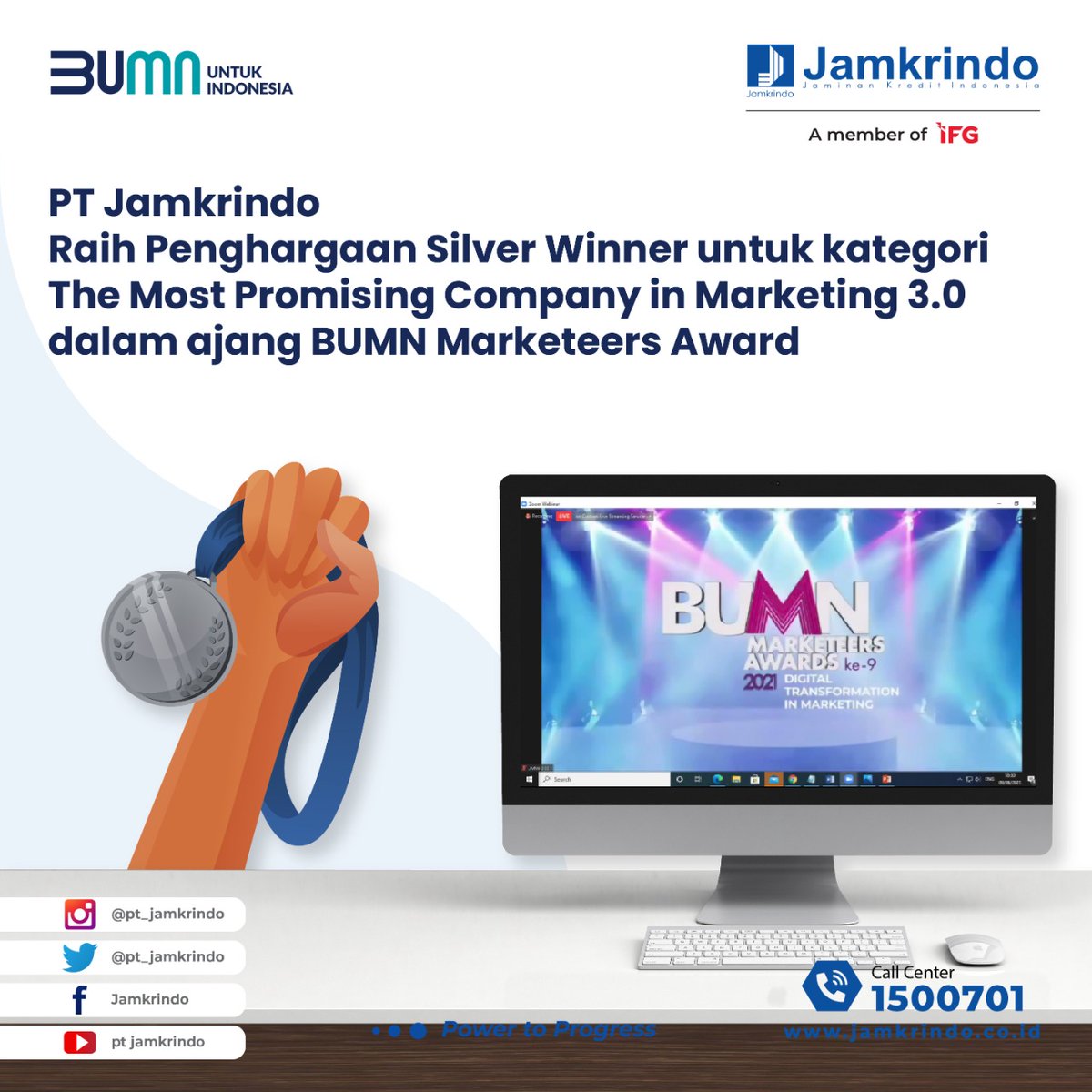PT Jamkrindo Raih Penghargaan Kategori The Most Promising Company in Marketing 3.0